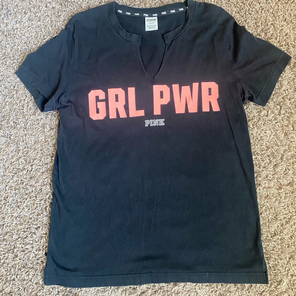 ( 3 for $18) VS PINK Black GRL PWR t shirt M